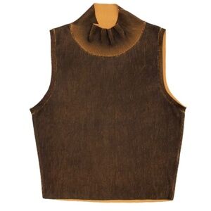 Zara Cropped Sleeveless Mock Turtleneck Bronze/Brown/Orange - size S